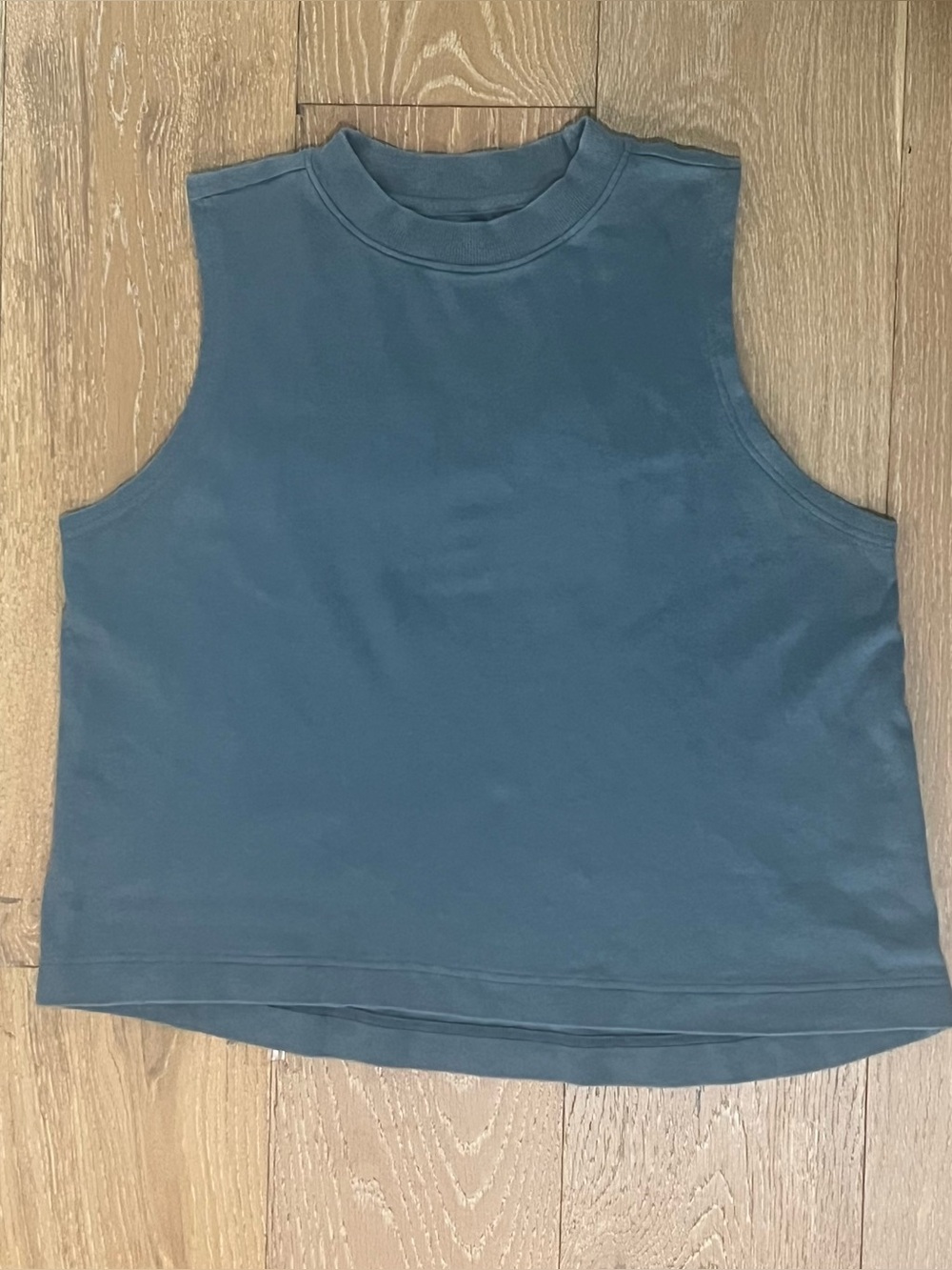 PACT Organic Cotton Airplane Mock Neck Shell Top Blue Gray XL